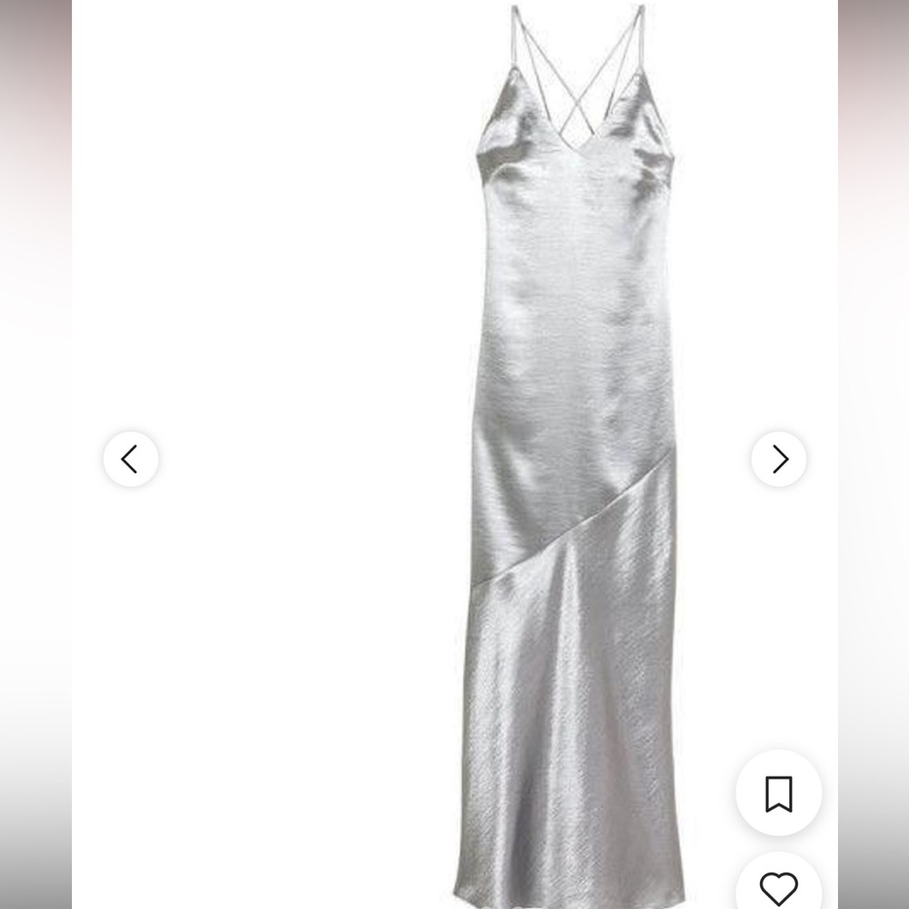 Silver satin maxi dress